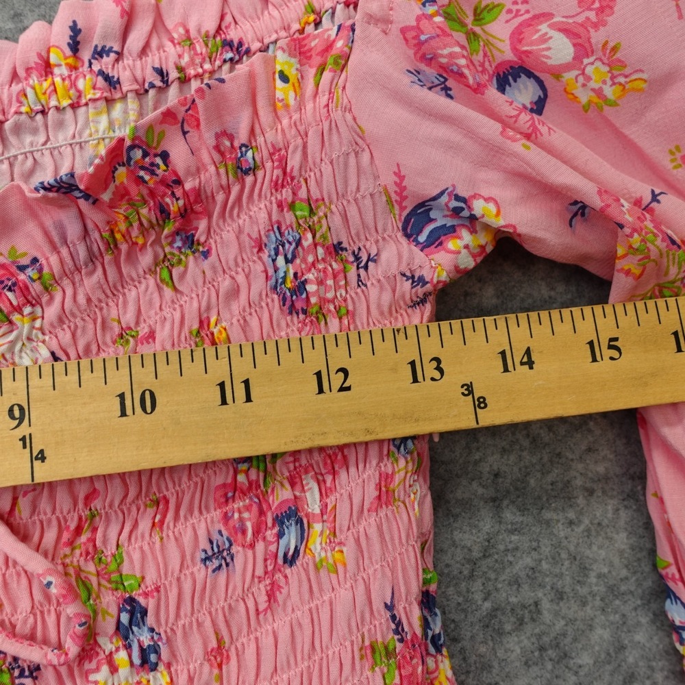 Pink Milkmaid Dress Women S Floral FAITHFULL THE BRAND Smocked Mini Cottage Boho - Picture 6 of 16